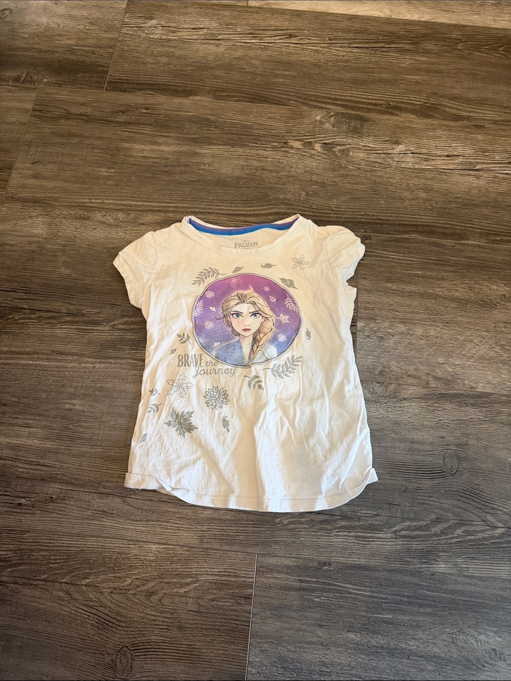 Disney Frozen White & Purple Elsa Graphic Short Sleeve Tee